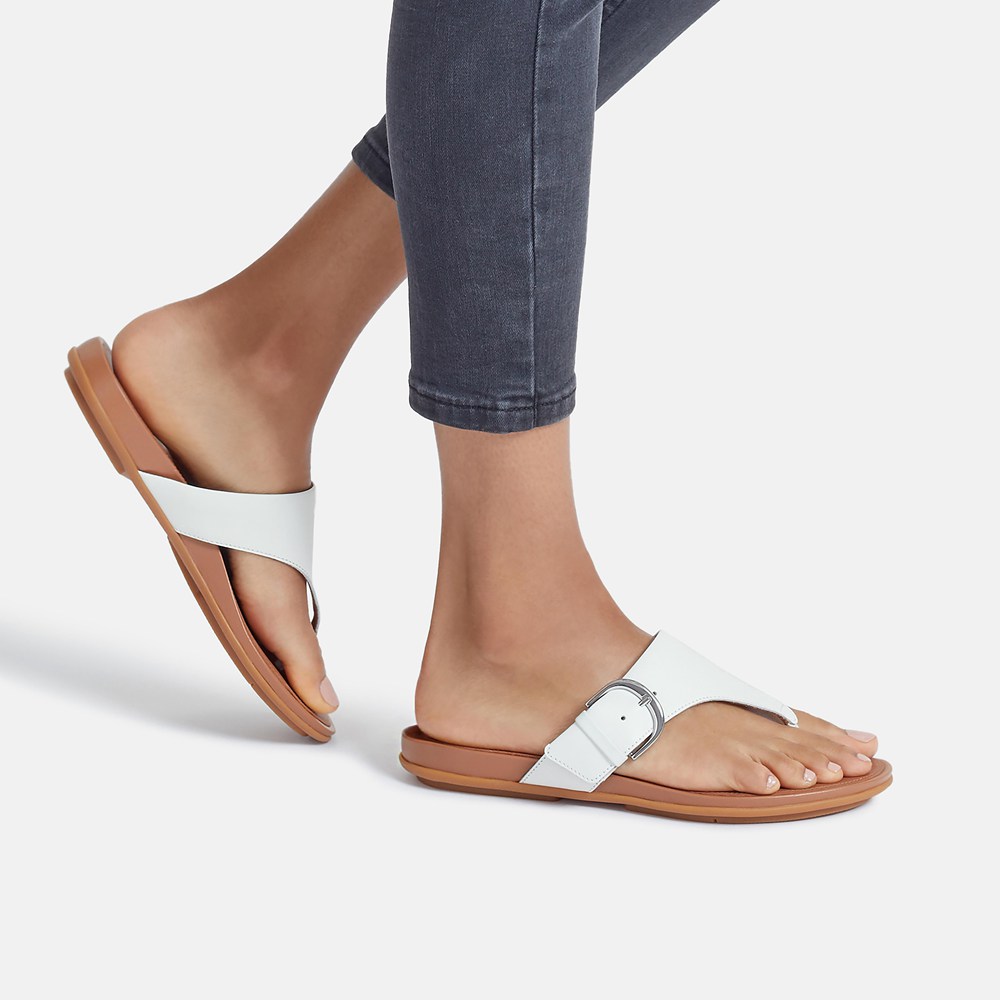 Fitflop Womens Sandals White - Gracie Buckle Leather Toe-post - NS9348750